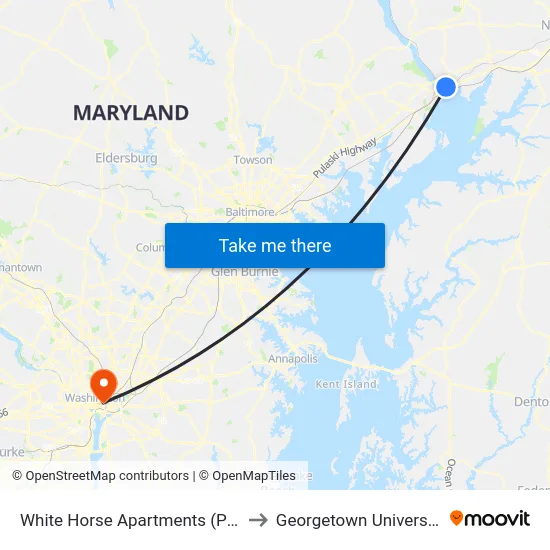 White Horse Apartments (Pulaski Hwy/Us 40) to Georgetown University Law Center map
