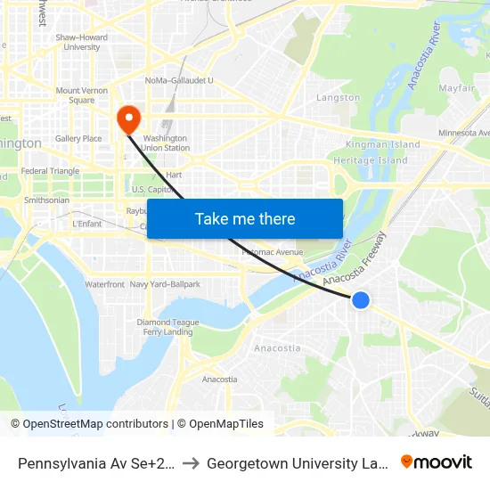 Pennsylvania Av Se+28 St SE to Georgetown University Law Center map