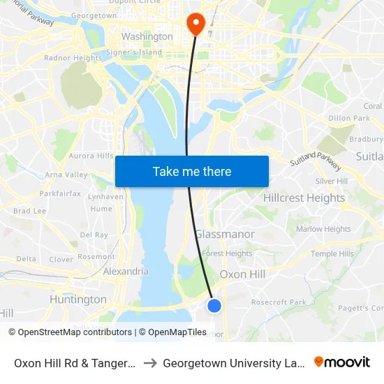 Oxon Hill Rd & Tanger Outlets to Georgetown University Law Center map
