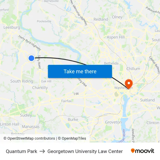 Quantum Park to Georgetown University Law Center map