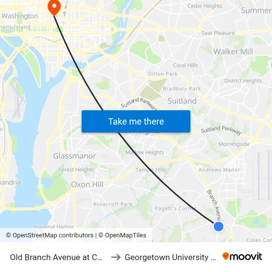 Old Branch Avenue at Coventry Way to Georgetown University Law Center map