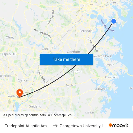 Tradepoint Atlantic Amazon Mtn6 to Georgetown University Law Center map