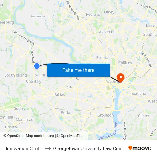Innovation Center to Georgetown University Law Center map