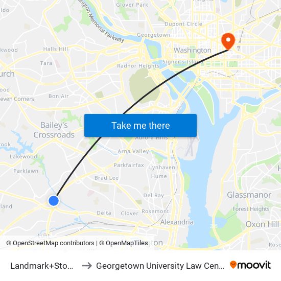 Landmark+Stop 2 to Georgetown University Law Center map