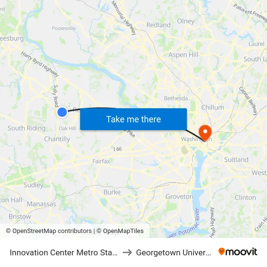 Innovation Center Metro Station - North Bus Bay to Georgetown University Law Center map