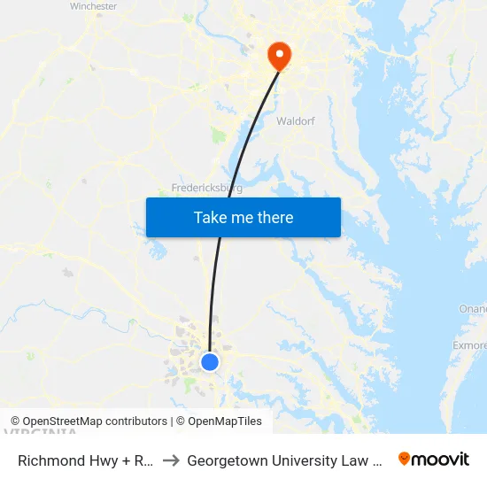 Richmond Hwy + Ruffin to Georgetown University Law Center map