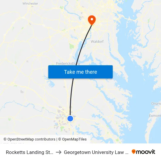 Rocketts Landing Station to Georgetown University Law Center map