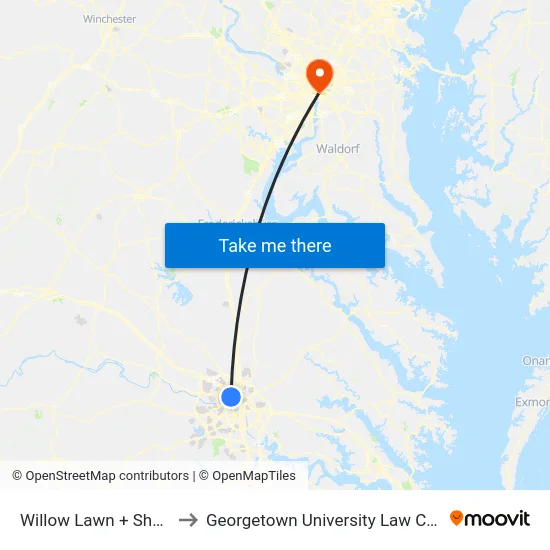 Willow Lawn + Shelter to Georgetown University Law Center map