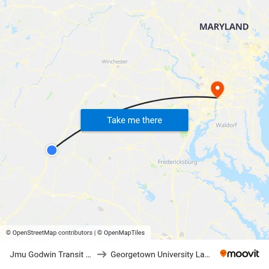 Jmu Godwin Transit Center to Georgetown University Law Center map