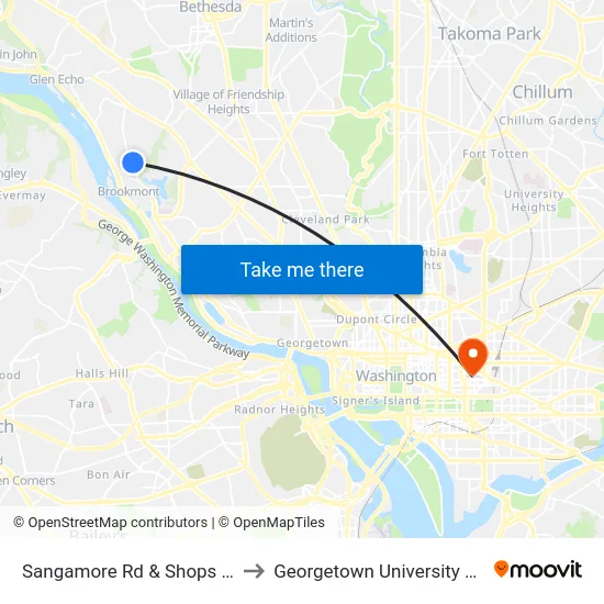 Sangamore Rd & Shops At Sumner to Georgetown University Law Center map