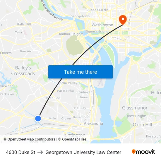 4600 Duke St to Georgetown University Law Center map