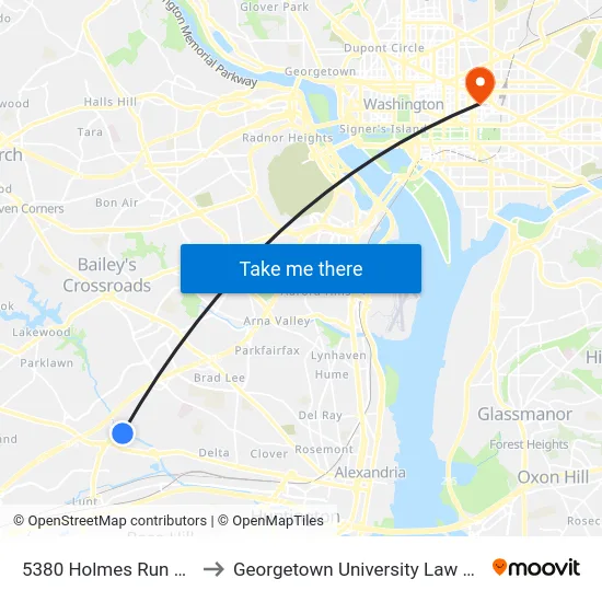 5380 Holmes Run Pkwy to Georgetown University Law Center map