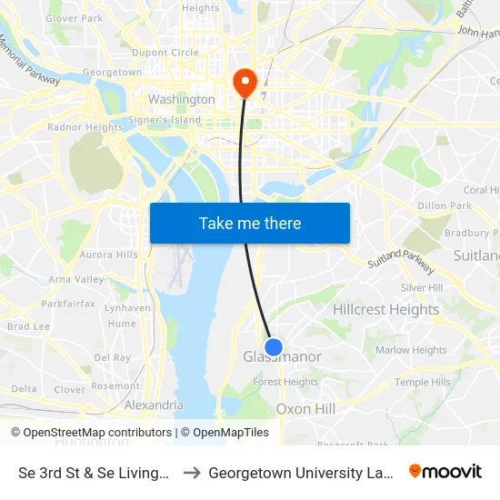 Se 3rd St & Se Livingston Rd to Georgetown University Law Center map
