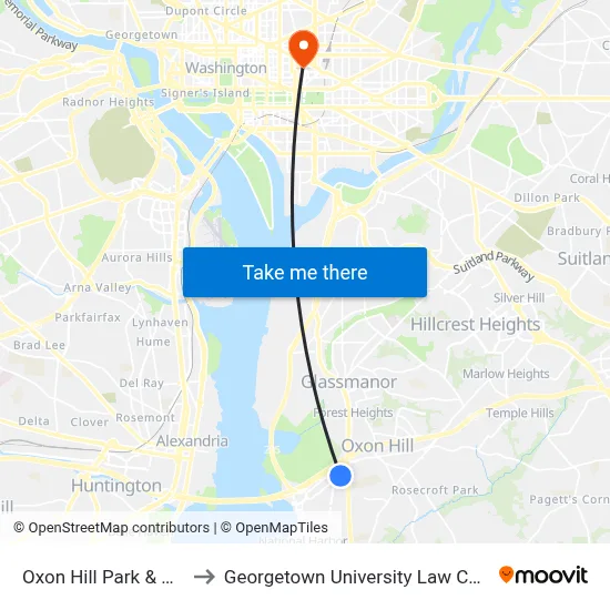 Oxon Hill Park & Ride to Georgetown University Law Center map