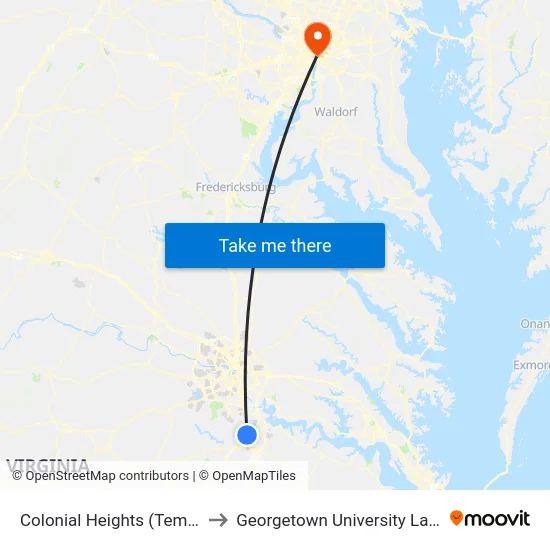 Colonial Heights (Temple Ave) to Georgetown University Law Center map