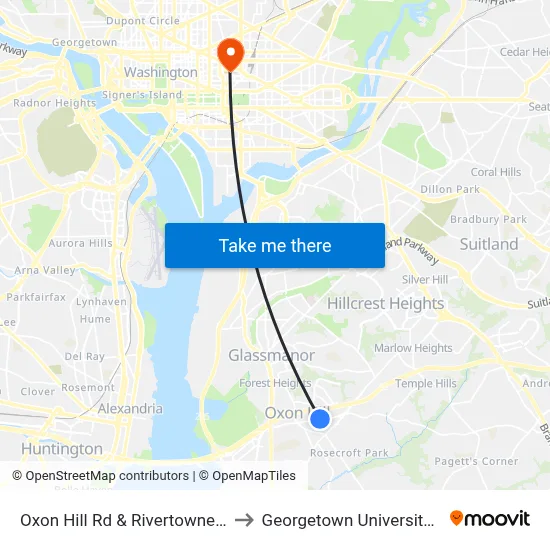 Oxon Hill Rd & Rivertowne Commons M to Georgetown University Law Center map