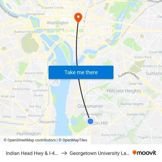 Indian Head Hwy & I-495 / I-95 to Georgetown University Law Center map