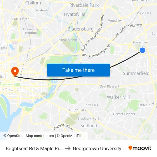 Brightseat Rd & Maple Ridge Apts #2 to Georgetown University Law Center map