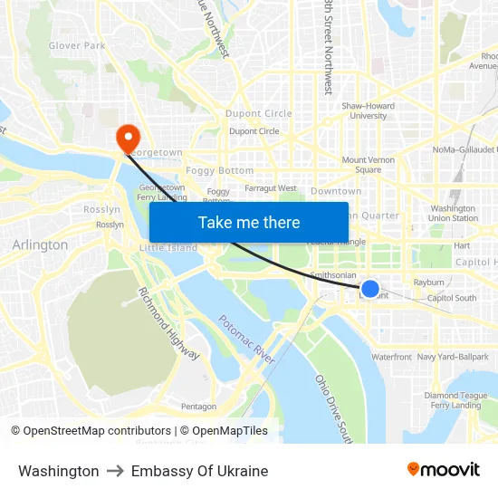 Washington to Embassy Of Ukraine map