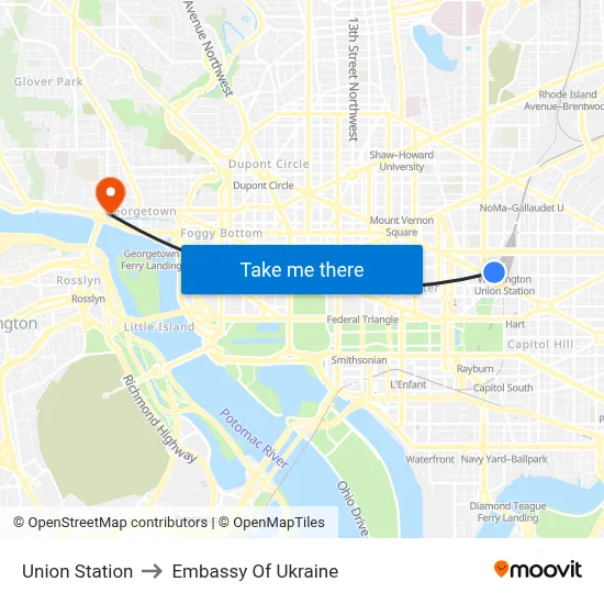 Union Station to Embassy Of Ukraine map