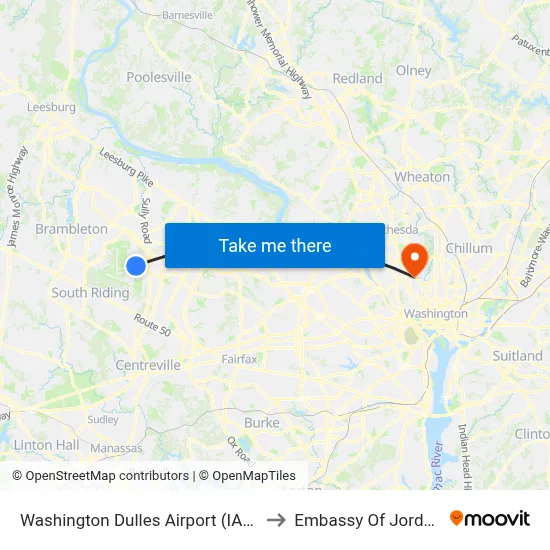 Washington Dulles Airport (IAD) to Embassy Of Jordan map