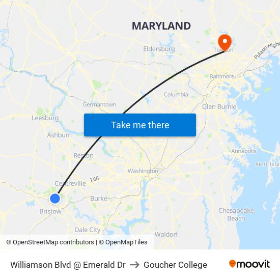 Williamson Blvd @ Emerald Dr to Goucher College map