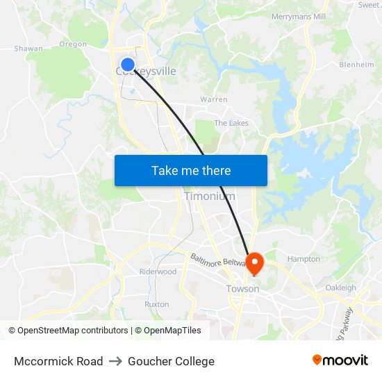 Mccormick Road to Goucher College map