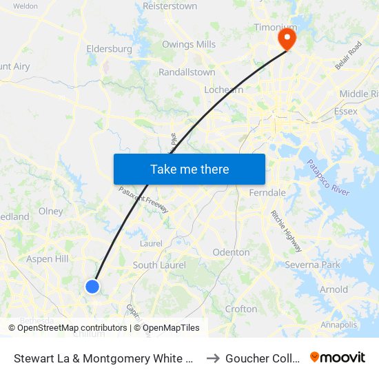 Stewart La & Montgomery White Oak A to Goucher College map