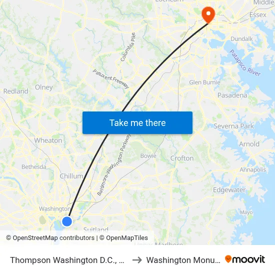 Thompson Washington D.C., by Hyatt to Washington Monument map