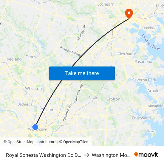 Royal Sonesta Washington Dc Dupont Circle to Washington Monument map