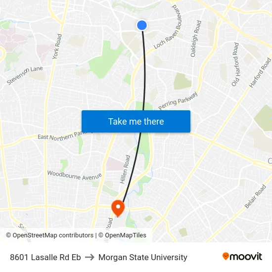 8601 Lasalle Rd Eb to Morgan State University map
