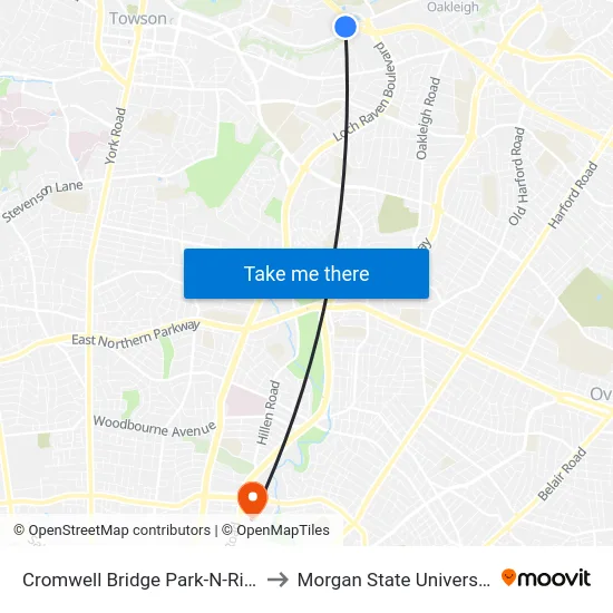 Cromwell Bridge Park-N-Ride to Morgan State University map