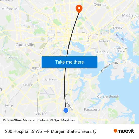200 Hospital Dr Wb to Morgan State University map