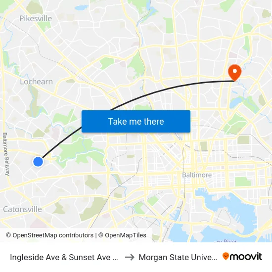 Ingleside Ave & Sunset Ave FS Eb to Morgan State University map
