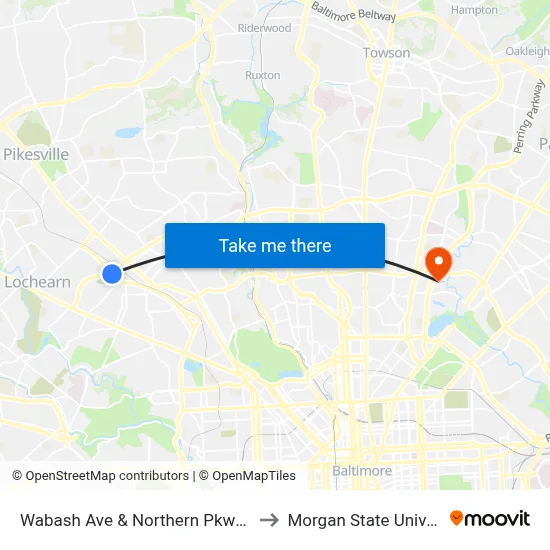 Wabash Ave & Northern Pkwy FS Sb to Morgan State University map