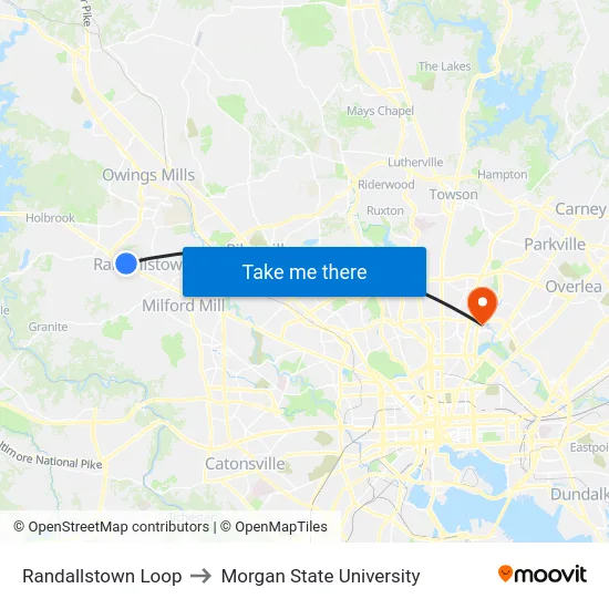 Randallstown Loop to Morgan State University map