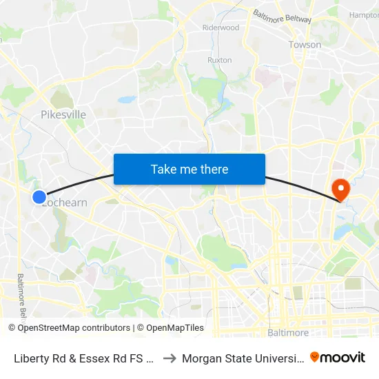 Liberty Rd & Essex Rd FS Sb to Morgan State University map