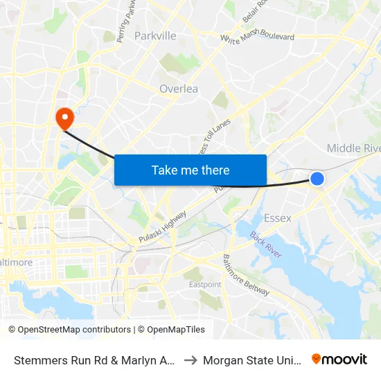 Stemmers Run Rd & Marlyn Ave FS Nb to Morgan State University map