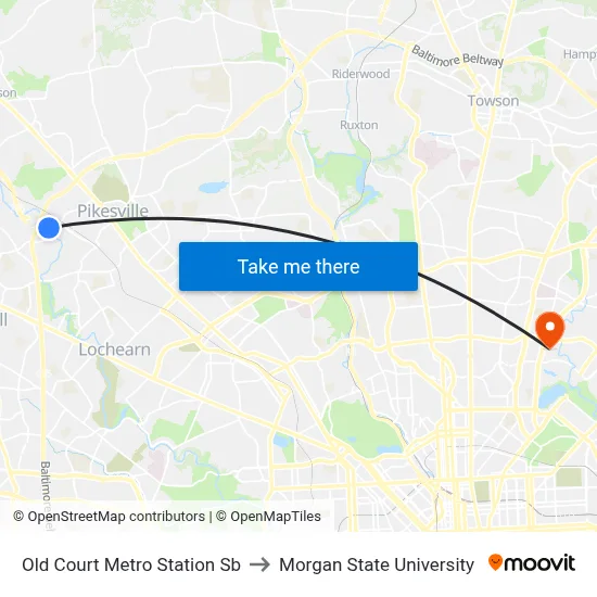 Old Court Metro Station Sb to Morgan State University map