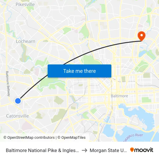 Baltimore National Pike & Ingleside Ave FS Wb to Morgan State University map