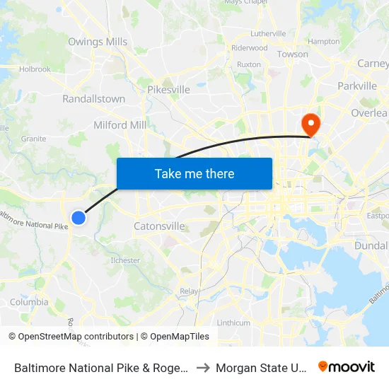 Baltimore National Pike & Rogers Ave FS Eb to Morgan State University map