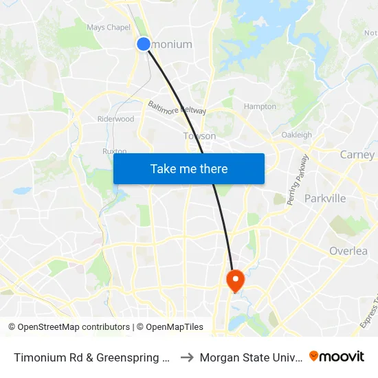 Timonium Rd & Greenspring Dr FS Eb to Morgan State University map