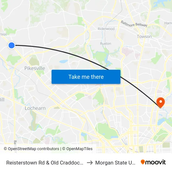 Reisterstown Rd & Old Craddock Rd Opp Sb to Morgan State University map