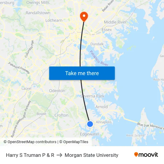 Harry S Truman P & R to Morgan State University map