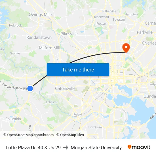 Lotte Plaza Us 40 & Us 29 to Morgan State University map