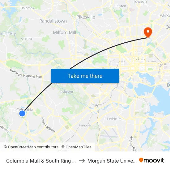 Columbia Mall & South Ring Rd Eb to Morgan State University map