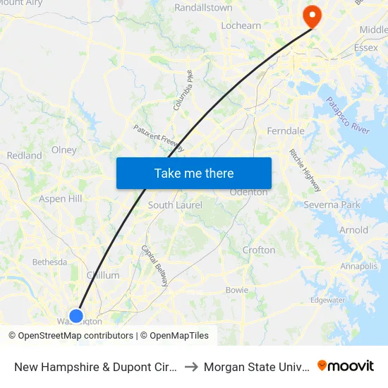 New Hampshire & Dupont Cir NW Sb to Morgan State University map
