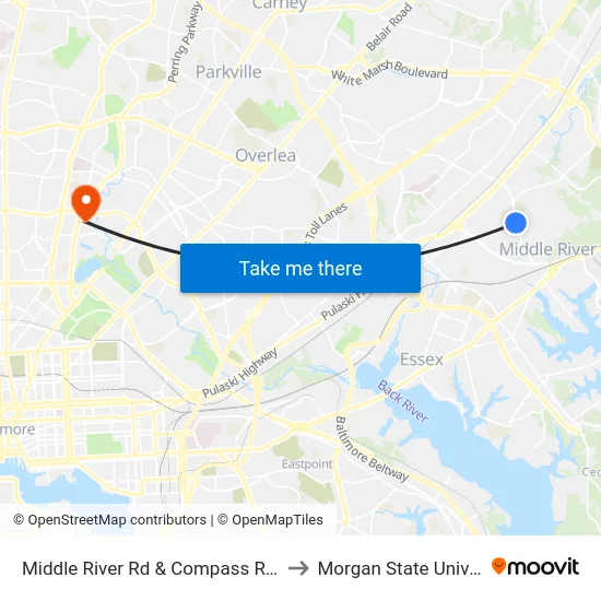Middle River Rd & Compass Rd FS Sb to Morgan State University map