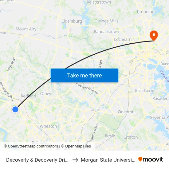 Decoverly & Decoverly Drive to Morgan State University map