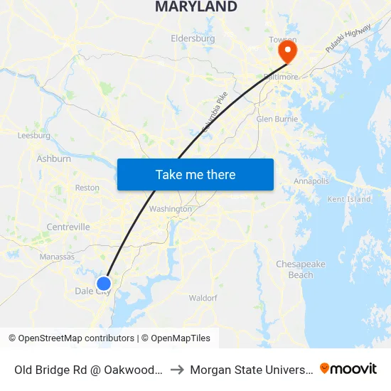 Old Bridge Rd @ Oakwood Dr to Morgan State University map